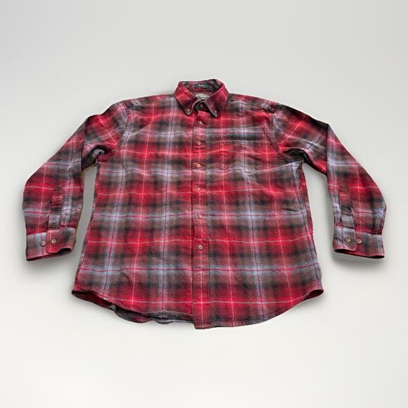 Pendleton Mason Mens Red Button Up 100% Cotton Flannel Plaid Long Sleeve Shirt L - Picture 1 of 8
